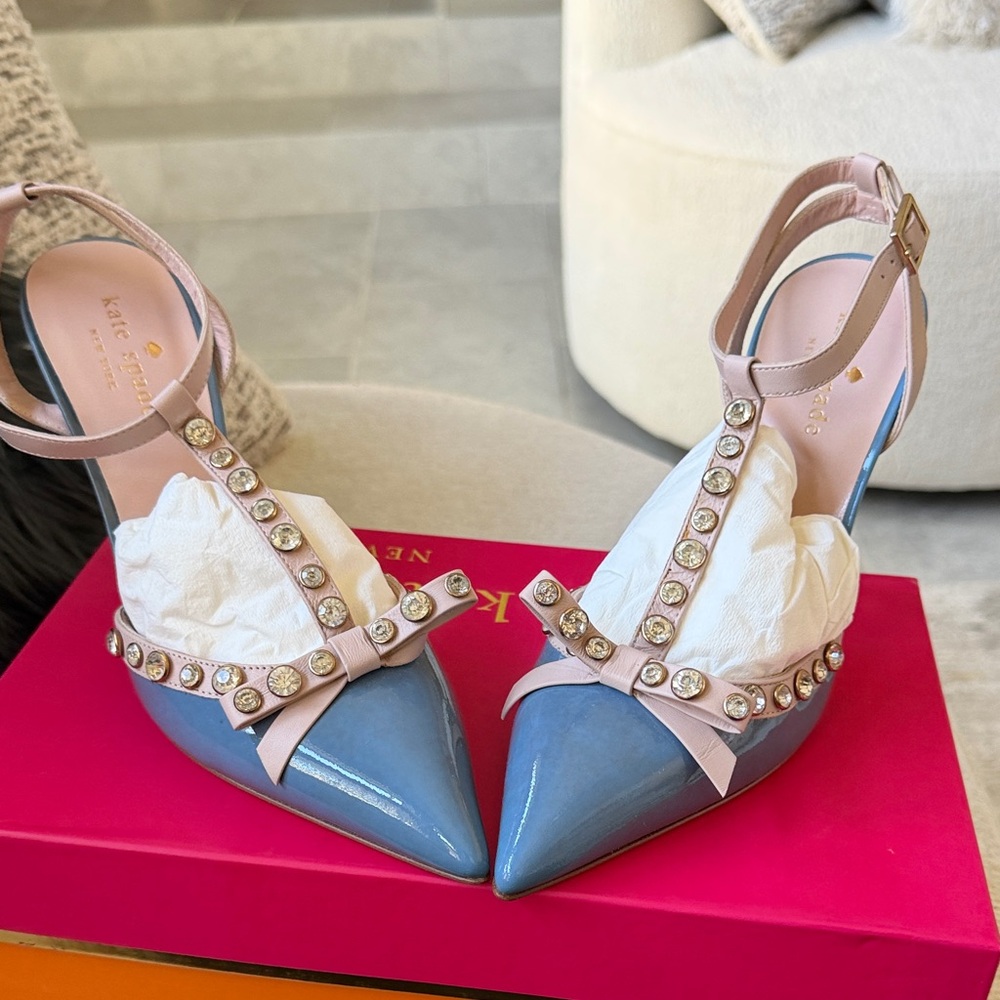 Kate Spade Pink and Blue Studded Heels - Picture 2 of 4